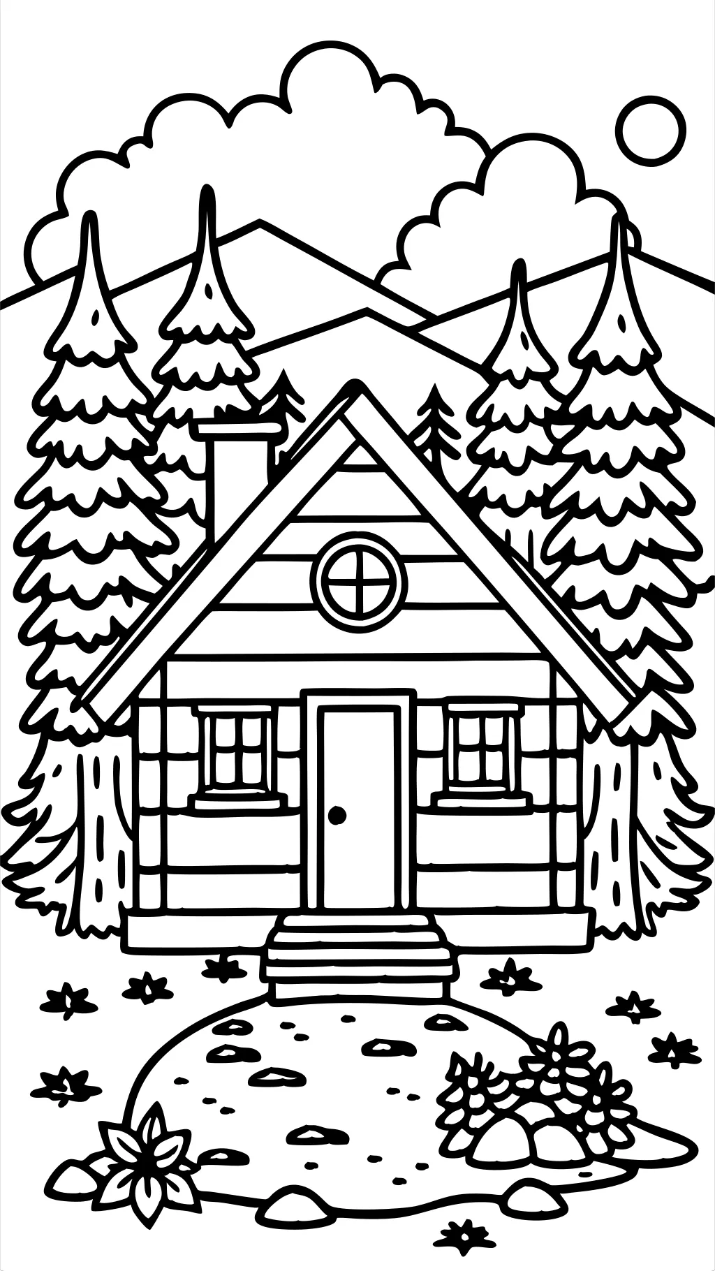 log cabin coloring page